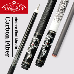 KONLLEN Ebony Pro Series Carbon Fiber Pool Cue Stick Handmade Inlay Cue (Inlay Ring Carbon Technology Low Deflection Billiard Cue Stick Ebony Butt 12.5mm147cm)