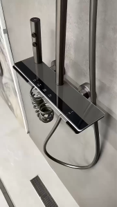 QUITE Hot and cold shower set Shower mixer system set Digital display Piano keys With Ambient Light Bathroom Faucets Shower Head