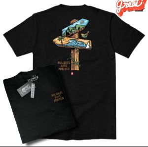 Tshirt Hitam Kaos HOLIDAY HAVE ARRIVED -DTF WARNA CAMPUR Tshirt Hitam Kaos pria Lengan Pendek Kaos motif Gambar Kata kata keren
