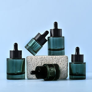 Leakproof Glass Essential Oil Serum Dropper Bottle Dark Green DIY Aromatherapy Hydrating Beauty Fluid Dispenser 30-50ml