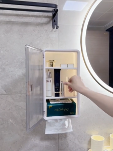 Modern Luxury Wall-mounted Plastic Toilet Paper Box Waterproof Punch-Free Storage rack