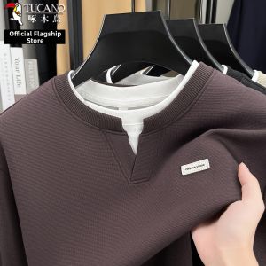TUCANO | Layered Design Long Sleeve Cotton Round Neck Loose Fit Premium T-shirt