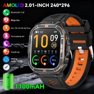 Đồng Hồ Thông Minh Nam 2025 Màn Hình AMOLED HD 2.01 Inch Gọi Bluetooth La Bàn Chống Nước 1ATM Tương Thích Android