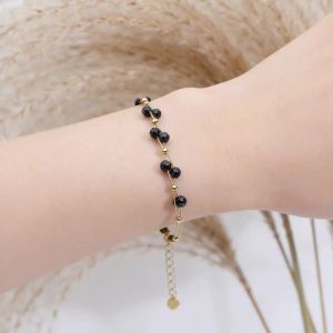 Womens 4mm Natural Stone Bracelet with Adjustable Heart Clasp Bangle Jewelry Gift - One Size Fits Most (16+4cm)