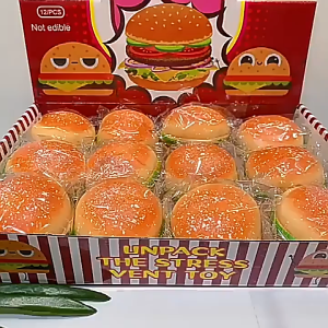 Soft Hamburger Stress Relief Toy Hand Relax Stress Anxiety Relief Fidget Toys Pinch Decompression Toy For Kids Adult