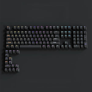 130+ Keys Black Cherry Profile Double Shot Shine Through PBT Keycaps RGB Backlit Keycaps for Cherry Gateron MX Switches Keyboard