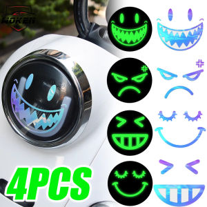 Woken】สติกเกอร์ตกแต่งไฟหน้ารถมอเตอร์ไซค์ไฟฟ้าสีขนาดสติ๊กเกอร์กันน้ำติดรถยนต์สติกเกอร์ตกแต่งส่วนบุคคลสีสันสดใสจำนวน4ชิ้น