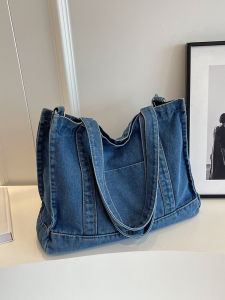 Korean Style Large Capacity Commuter Womens Tote Bag Denim Single Shoulder Bag Fashionable And Practical Casual Handbag