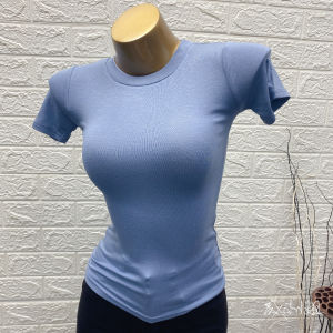 Slim Fit Short Sleeve T-Shirt Womens Comfortable Nylon Work Clothing Crewneck Love Pattern Regular Length INS