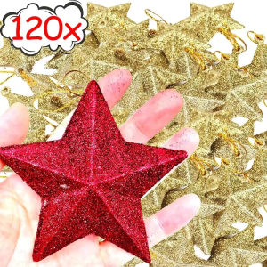 \ud83c\udf84คลังสินค้าพร้อม\ud83c\udf84120ชิ้นจี้ห้อยดาวประดับต้นคริสต์มาสระยิบระยับสำหรับเทศกาลคริสต์มาสสีแดงทองอุปกรณ์การตกแต่ง DIY ปาร์ตี้ปีใหม่