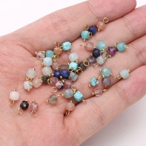 4Mm 5 cái/túi Tự Nhiên cắt đá cục đường Màu Sắc Bảo quản Mặt Dây Chuyền Cho Vòng tay thủ công Vòng Cổ Bông Tai Keychain Tự Làm Thủ Công Phụ kiện làm đồ trang sức