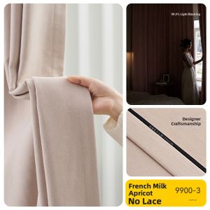 French Cream Apricot Double-sided Soft Chenille Full Blackout Curtains