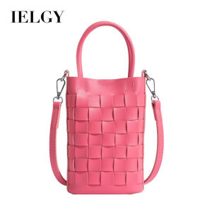 IELGY Fashion Trendy Woven Portable Bucket Bag Fresh Simple Change Mobile Phone Bag All-Match One-Shoulder Cross-Body