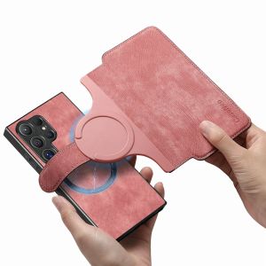 For Samsung Galaxy S26 S25 S24 S23 S22 S21 Ultra Plus FE Magsafe Case 2 In 1 Detachable Flip Leather Magnetic Cards Wallet Cover