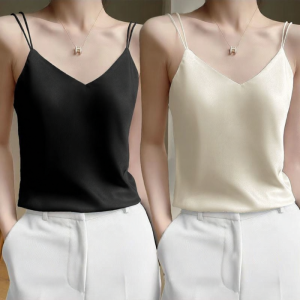 Lieoyuarn | Silk Blend Vest for Summer Inward & Outwear V-Neck Sleeveless Top