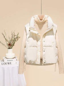 Fashionable Short Down Vest Casual Warm Autumn Winter Stand Collar