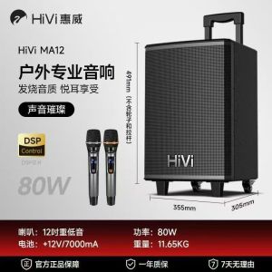 Hivi MA12 Portable Outdoor Bluetooth Speaker with Handle High Power Square Dance Karaoke Mobile Sound System Dual Subwoofer