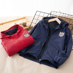 Kids Overcoat Boys Jacket Spring & Fall Windcheater Fleece-lined Thin Windproof Waterproof and Warm Stand Collar Babys Top