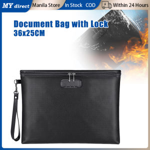 Fireproof Document Bag with Lock Waterproof Envelope File Storage Zipper Pouch for Cash Cards Passport Safe Accessories