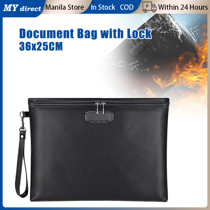 Abody Fireproof Document Bag With Lock Money Safety Organizer Zipper Closure Storage Pouch Pocket With 10 Cards Slot For For A4 Documents File Cash Passport Certificates Home Office Travel