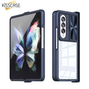 KISSCASE For Samsung Z Fold 4 5G Case Push Window Metal Camera Lens Frame Mobile Phone Shell 360 All-Inclusive Transparent Acrylic Folding Screen Galaxy Zflip4 Case Cover