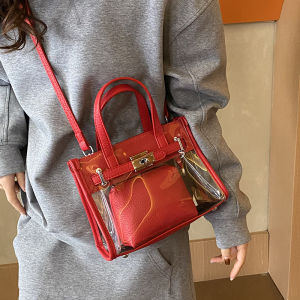 Red Wedding Womens Crossbody Bag Platinum Jelly Underarm Handbag Tote Bag Small Niche Style Casual Daily Pure Color Bag