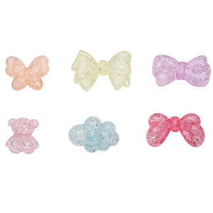 สายคล้องแว่นตาลูกปัดลูกปัดอะครีลิครูปดาวผีเสื้อรูปหมีน่ารักผสมสีแบบสุ่มทำมือสำหรับเครื่องประดับทำเครื่องเพชร