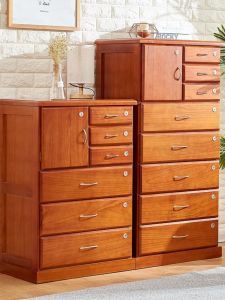 Chest of Drawers Solid Wood Bedroom Locker Storage Cabinet Six Buckets Eight Spares Cabinet Chest of Drawer with Lock Five-Bucket Cabinet Solid Wood Balcony