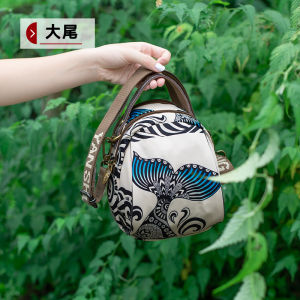 Fashionable Mini Crossbody Bag Womens Handbag Soft Fabric Backpack Versatile Bag Ethnic Style Detachable Shoulder Strap Handbag