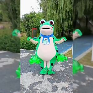 Đồ Chơi Ếch Xanh Bơm Hơi Phát Sáng Có Dây Thun Co Giãn -SOHANEI FAM