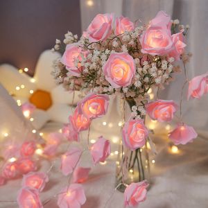 Rose String Lights Battery Operated Flower Garland Fairy Lights Birthday Party Mothers Day Gifts Wedding Reception Decorations