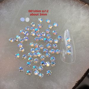 Shim White Shiny Flat Bottom round Diamond Nail Art Decorations Fashionable Jewelry Accessories Artificial Crystal Pearls