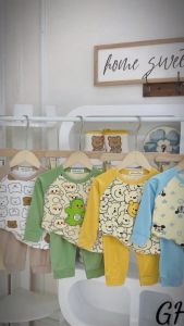 KIM167 Bộ dài thun lạnh in hoạt hình (7-25kg) Minky Mom vải mềm mịn phối tay áo cho bé trai bé gái