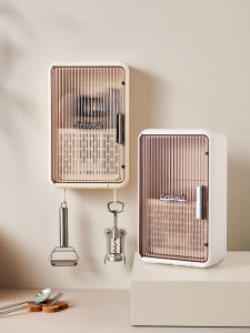 Kitchen Wall-Mounted Chopsticks Storage Box Square Plastic Drainable Spoon Chopsticks Rack Dining Utensils Holder Bin Cage