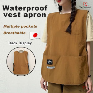Apron Vest Waterproof Heavy Duty Multiple Pockets Adjustable Barista Apron Sleeveless Lightweight Breathable Oil-proof Stain-resistant Vest Apron Chef  Waiter Workwear Home Kitchen Restaurant Cooking Coffee Shop Baking  Bakery Suitable For Men And Women