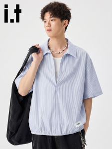 izzue | Trendy Two-layer Style Half Button Short Sleeve Shirt