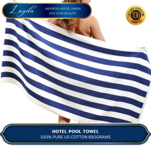 Luxury Hotel Pool Towel / Beach Towel – 100% Pure US Cotton 650grams | Extra Thick & Absorbent (1-Piece)