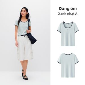 Semir | Áo Thun T-shirt U Cổ Tay Ngắn Màu Khối Thoáng Khí
