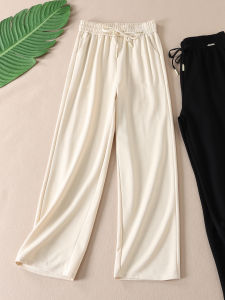 High Waist Slim Fit Straight Leg Pants Womens Summer Breathable Skin-friendly Fashionable Long Trousers Casual Pants