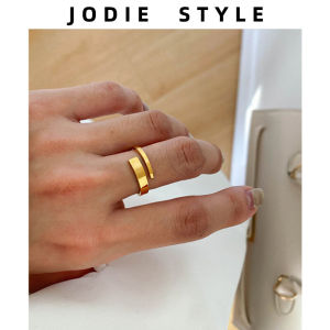 Titanium Steel Coated 18K Gold Color Stable Ring for Women Simple Korean Style Basic Model European and American Layered Fashion Ring