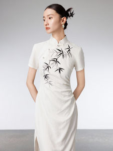 Elegant Zen Inspired Cheongsam Evening Gown New Chinese Style Hostess Dress Reformed Traditional Costume for Banquet And Wedding