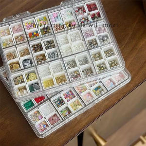 New 48 Grids Nail Accessories Storage Box Transparent 4-Grids Jewelry Earrings Display Box Interval Storage Container Nail Art