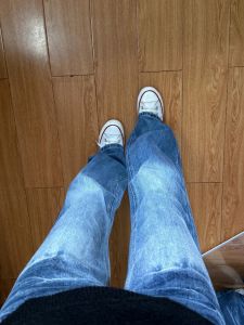 Quần Jeans Ống Loe Retro Cạp Lửng Cho Nữ Quần Dài Dài Đến Sàn Mùa Thu Quần Jeans Denim Co Giãn Không Co Giãn