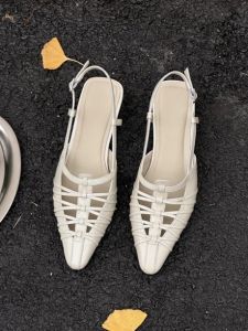 Leather Braided Open-back Sandals