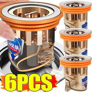 6ชิ้นระบบเหนี่ยวนำแรงโน้มถ่วงตะแกรงดักกลิ่นแกนที่ดับกลิ่นห้องน้ำไม่มีกลิ่นโถส้วมห้องน้ำท่อระบายน้ำสำหรับห้องครัวอ่างอาบน้ำ