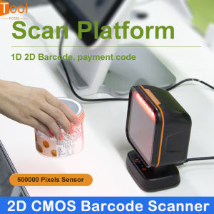 Desktop Barcode Scanner Large Window Language Prompt 2D QR Code Reader Wired USB Barcode Scanning Platform For Stores Supermarkets Warehouses