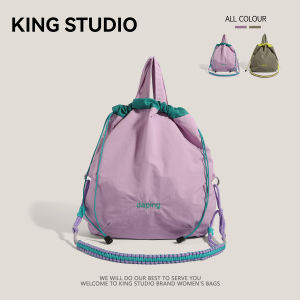 South Korea Nylon Waterproof Lightweight Crossbody Bag Summer Ice Cream Color Matching Drawstring Pull String Dopamine Satchel Shoulder Bag