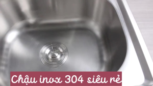 Chậu rửa chén 1 hộc inox Bộ bồn rửa đơn giản màu bạc kèm bộ xả nước