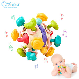 Orzbow Baby Teether Manhattan Ball Rattle 3-6-9-12 Months Gift for Newborn Baby Chew Silicone Teething Toys Infant Grip Training Toy Sensory Toys