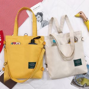 INS Multi-Purpose Womens K-style One-Shoulder Canvas Bag Artsy Student Zipper Satchel Backpack Class Tutorial Canvas Bag